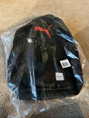 Puma Kids Black Backpack with Red Logo